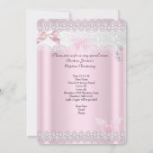 バプテスピかわいらしックスレース写真蝶ガール 招待状 (裏面)