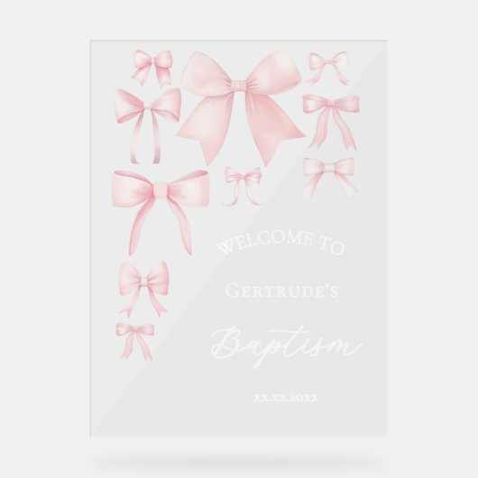 バプテスピンクの弓は歓迎のサインを澄ん受け取る アクリルサイン (正面)