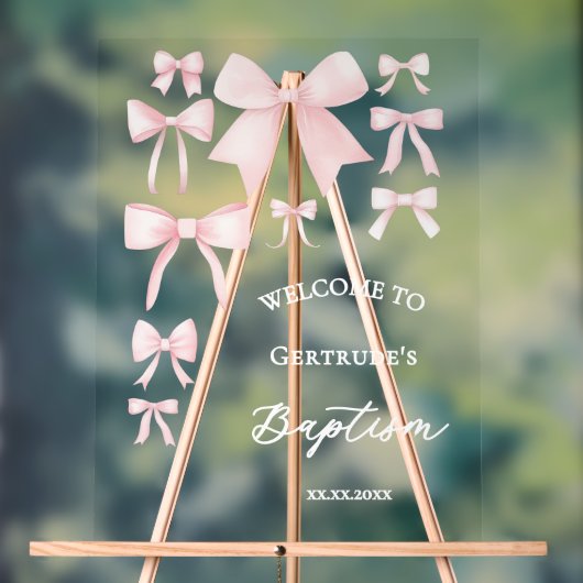 バプテスピンクの弓は歓迎のサインを澄ん受け取る アクリルサイン (ニュートラル)