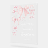 バプテスピンクの弓は歓迎のサインを澄ん受け取る アクリルサイン (傾斜)