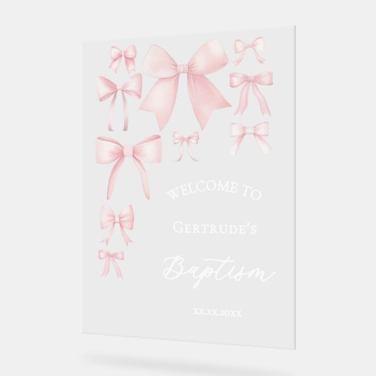 バプテスピンクの弓は歓迎のサインを澄ん受け取る アクリルサイン (傾斜)