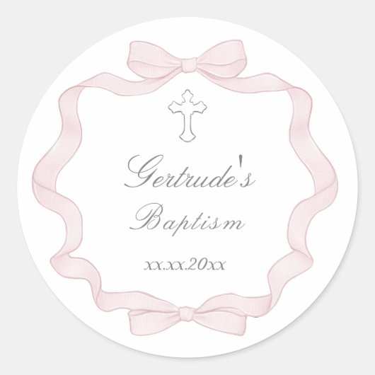 バプテスピンクの弓フレーム ラウンドシール (正面)