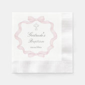 バプテスピンクの弓フレーム 縁ありカクテルナプキン (正面)