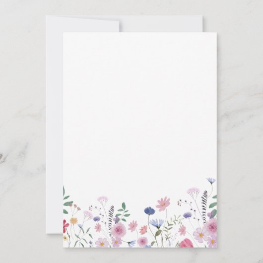 バプテスピンクの水色クロスと花 招待状 (裏面)