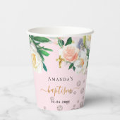 バプテスピンクの白い花の少女 紙コップ (裏面)