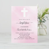 バプテスピンクの空の女の子がミニマルにクロスモダン 招待状 (スタンド正面)