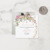 バプテスピンクウォーター色フローラガールサンキュー ノートカード (正面/裏面インサイチュ)