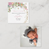 バプテスピンクウォーター色フローラガールサンキュー ノートカード (正面/裏面)