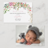 バプテスピンクウォーター色フローラガールサンキューC ノートカード (正面/裏面)