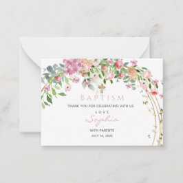 バプテスピンクウォーター色フローラガールサンキューC ノートカード