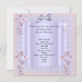 バプテスピンククロスガールフォトラベンダーレース2 招待状 (裏面)