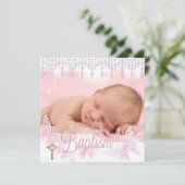 バプテスピンクシルバーバタフライクロス 招待状 (スタンド正面)