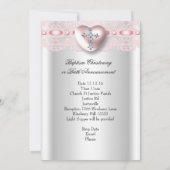 バプテスピンクシルバーフォトハートクロスガール 招待状 (裏面)