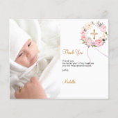 バプテスピンクフローラリース写真サンキューカード (正面)