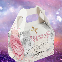 バプテスピンクフローラ銀モダン十字架エレガント フェイバーボックス