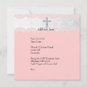 バプテスピンクホワイトレースフォトジェルクロス 招待状 (裏面)