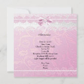 バプテスピンクホワイトレースフォトパールクロスガール 招待状 (裏面)