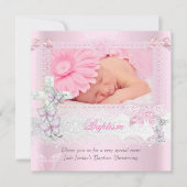 バプテスピンクレース写真バタフライクロスガール2 招待状 (正面)