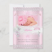 バプテスピンクレース写真バタフライクロスガール3 招待状 (正面)