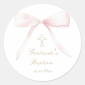 バプテスピンク弓ベビーガール ラウンドシール (正面)