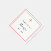 バプテスピンク白の名前の女の子のシンプル スタンダードカクテルナプキン (角)