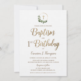 バプテスファースト誕生日フォトリース金ゴールドクロス 招待状