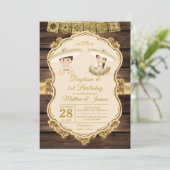 バプテスフィエスタツインボーイ&ガールウッド1st誕生日 招待状 (スタンド正面)