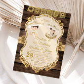 バプテスフィエスタツインボーイ&ガールウッド1st誕生日 招待状