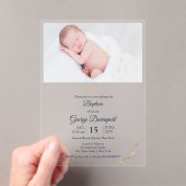 バプテスフォト金ゴールドクロス透明招待状 アクリル招待状 (インサイチュ (ポータブル))