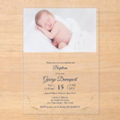 バプテスフォト金ゴールドクロス透明招待状 アクリル招待状 (正面)