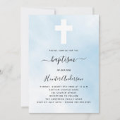バプテスブルースカイボーイクロスシンプルエレガント 招待状 (正面)