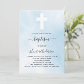 バプテスブルースカイボーイクロスシンプルエレガント 招待状 (スタンド正面)