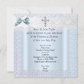 バプテスブルーホワイトレースフォトジェルクロスボーイフレンド2 招待状 (裏面)