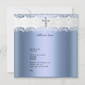 バプテスブルーホワイトレースフォトジェルクロスボーイ 招待状 (裏面)