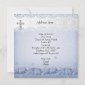 バプテスブルーホワイトレースフォトジェルクロスボーイ 招待状 (裏面)