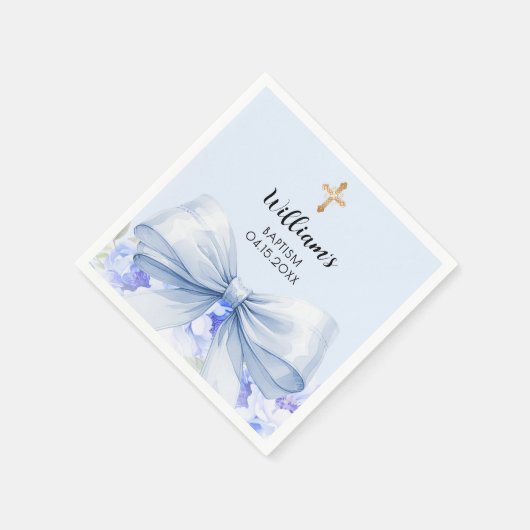 バプテスブルーボウボーイ花模様 スタンダードカクテルナプキン (角)