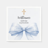 バプテスブルーボウボーイ金ゴールドクロス スタンダードカクテルナプキン (正面)