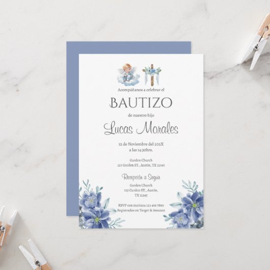 バプテスペインのスボーイの招待 招待状 (正面/裏面インサイチュ)