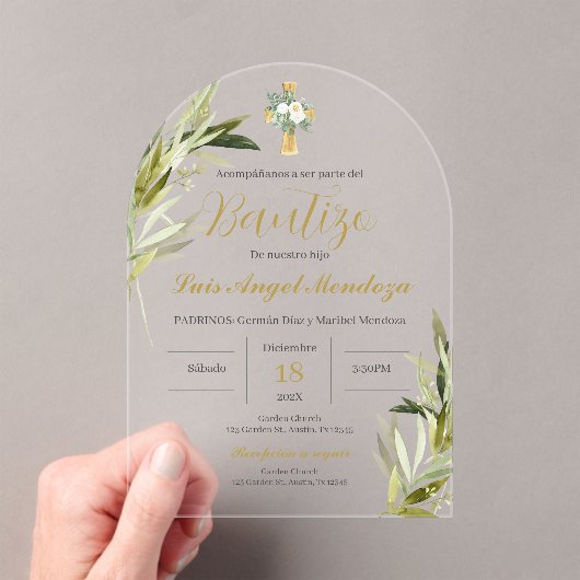 バプテスペインのスボーイ アクリル招待状 (インサイチュ (ポータブル))