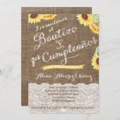 バプテスペインのス&ラテンアメリカ系女性ニーニャ初誕生日 招待状 (正面/裏面)