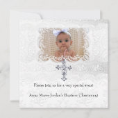 バプテスホワイトレースフォトジェルクロス 招待状 (正面)