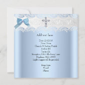 バプテスボーイ写真ブルーホワイトレースジュエルクロス3 招待状 (裏面)