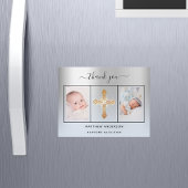 バプテスボーイ銀青写真あなた感謝していの磁石 マグネット招待状