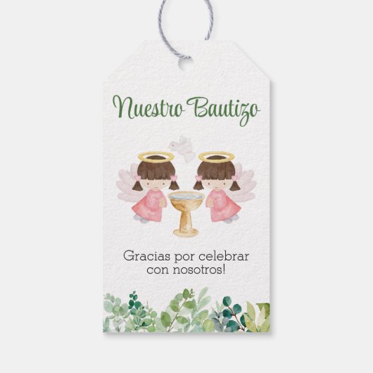 バプテスマありがとうラベル。ギフトラベルスペインの2個 ギフトタグ (裏面)