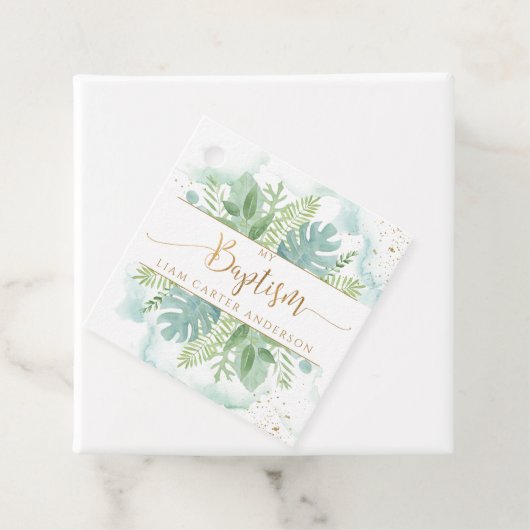 バプテスマありがとう緑&青の緑の水色 フェイバータグ (インサイチュ)