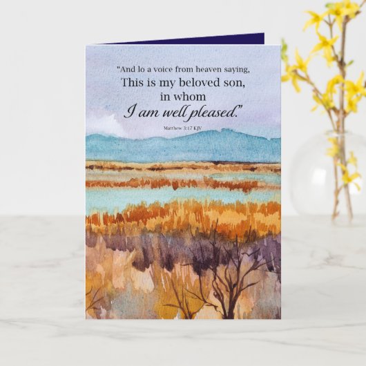 バプテスマおめでとう聖書マタイ砂漠 カード (黄色い花)