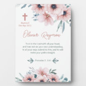 バプテスマかわいらしガールピンクの花 フォトプラーク (正面)