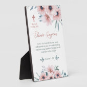 バプテスマかわいらしガールピンクの花 フォトプラーク (側面)