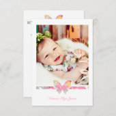 バプテスマすべての命名カラフル式バタフライ 招待状 (正面/裏面)