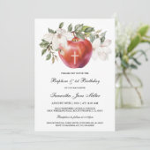 バプテスマとファースト誕生日アップルテンプレート 招待状 (スタンド正面)